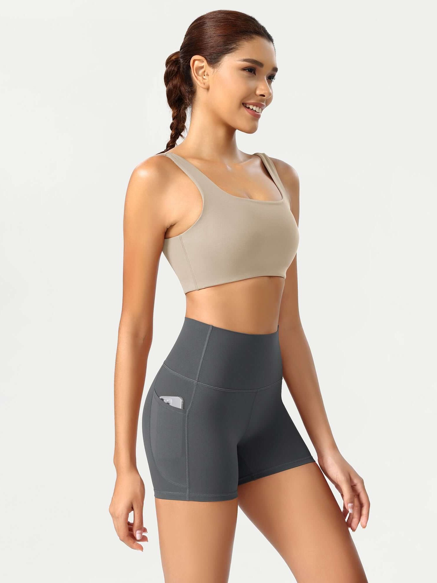 ODCLOUD 4 High Waist Lounge Yoga Shorts Charcoal - ododos