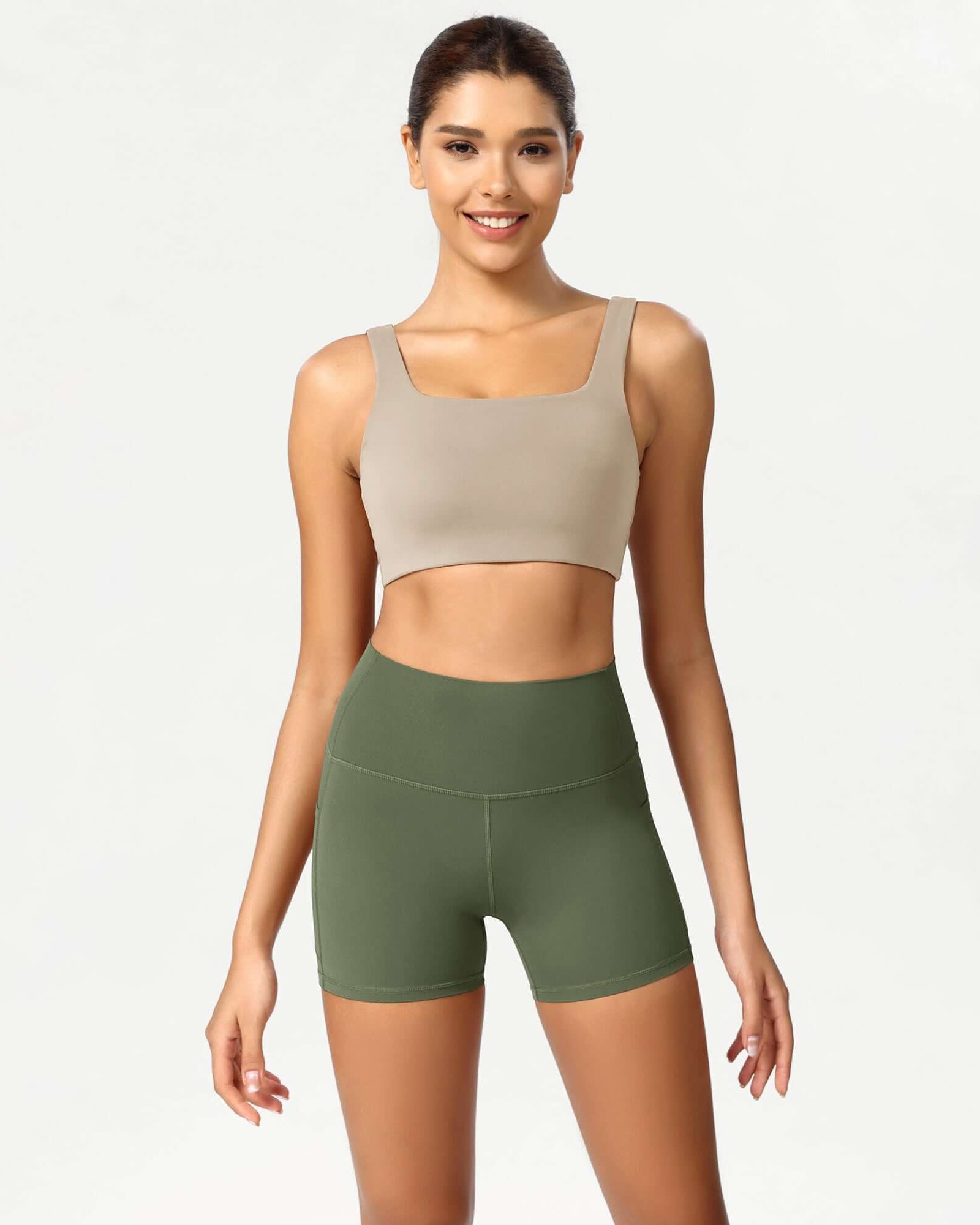ODCLOUD 4 High Waist Lounge Yoga Shorts Dark Olive - ododos