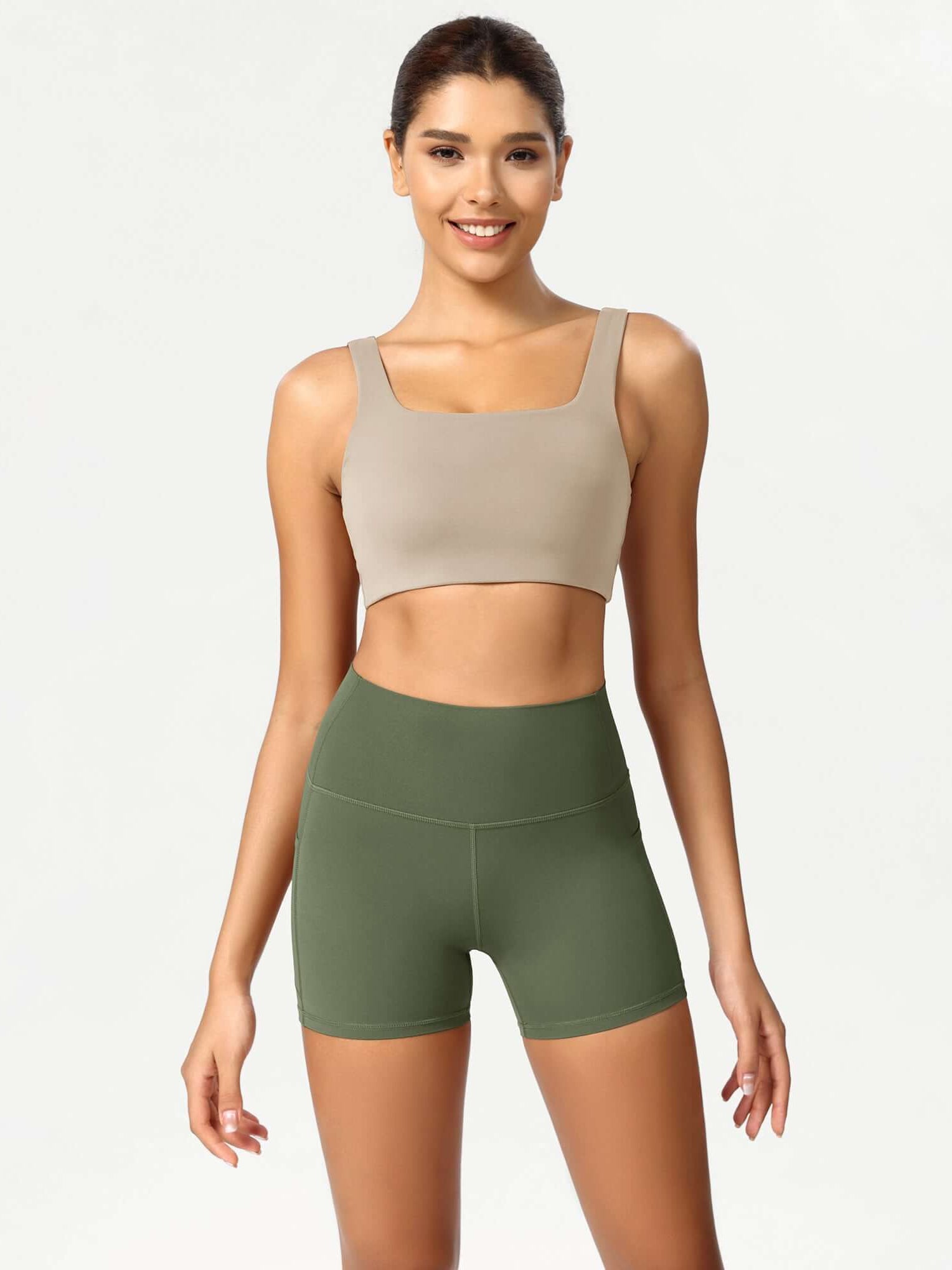 ODCLOUD 4 High Waist Lounge Yoga Shorts Dark Olive - ododos