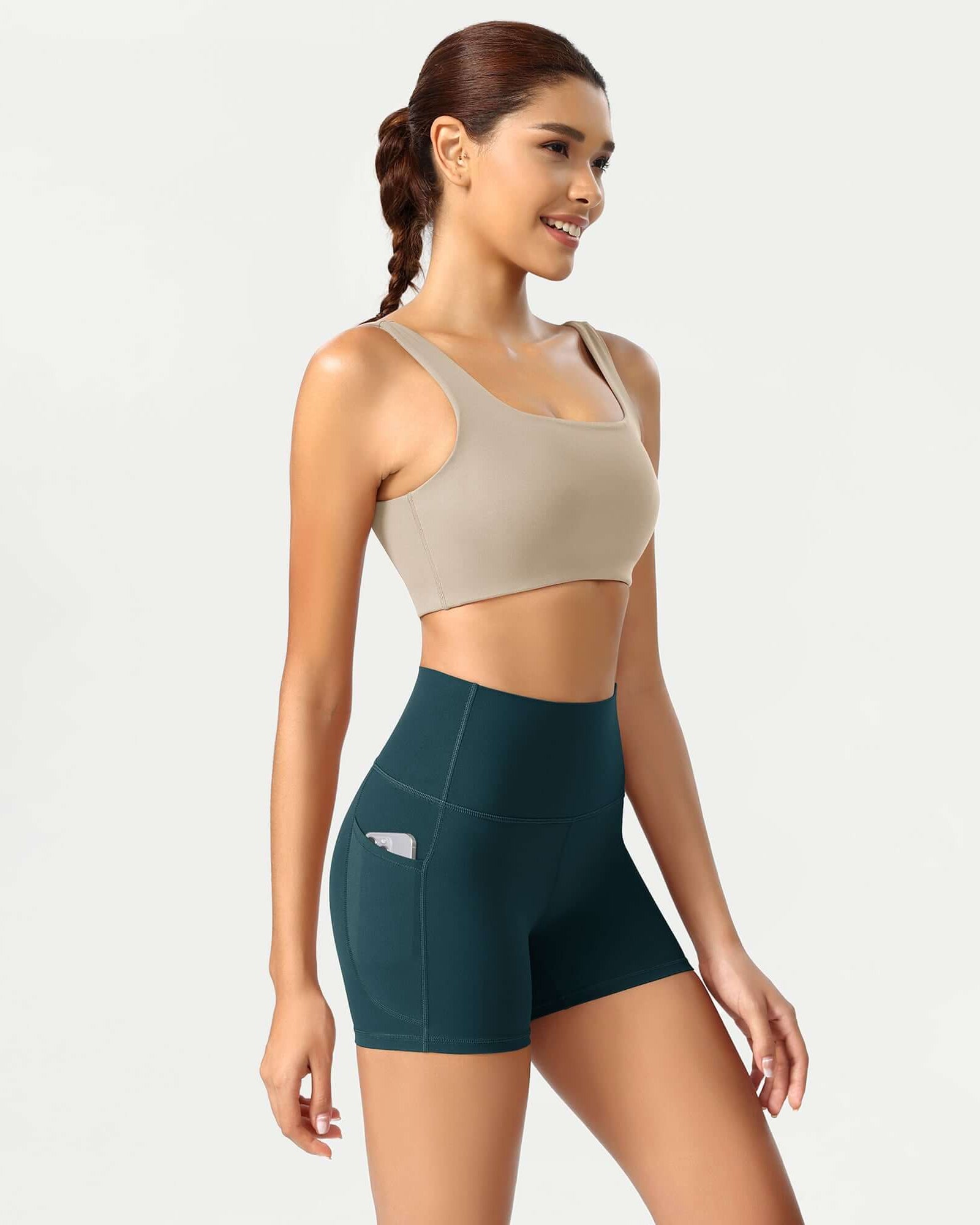 ODCLOUD 4 High Waist Lounge Yoga Shorts Forest Teal - ododos