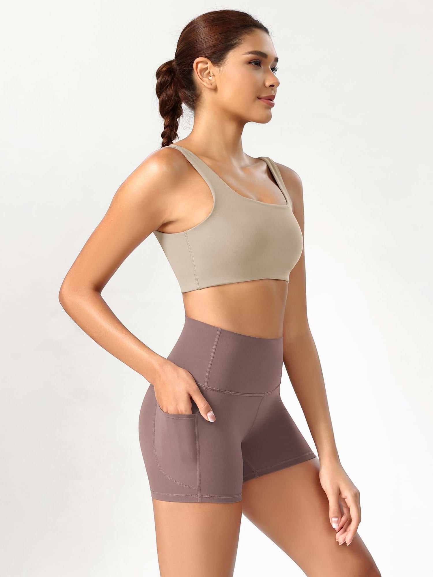 ODCLOUD 4 High Waist Lounge Yoga Shorts Purple Taupe - ododos