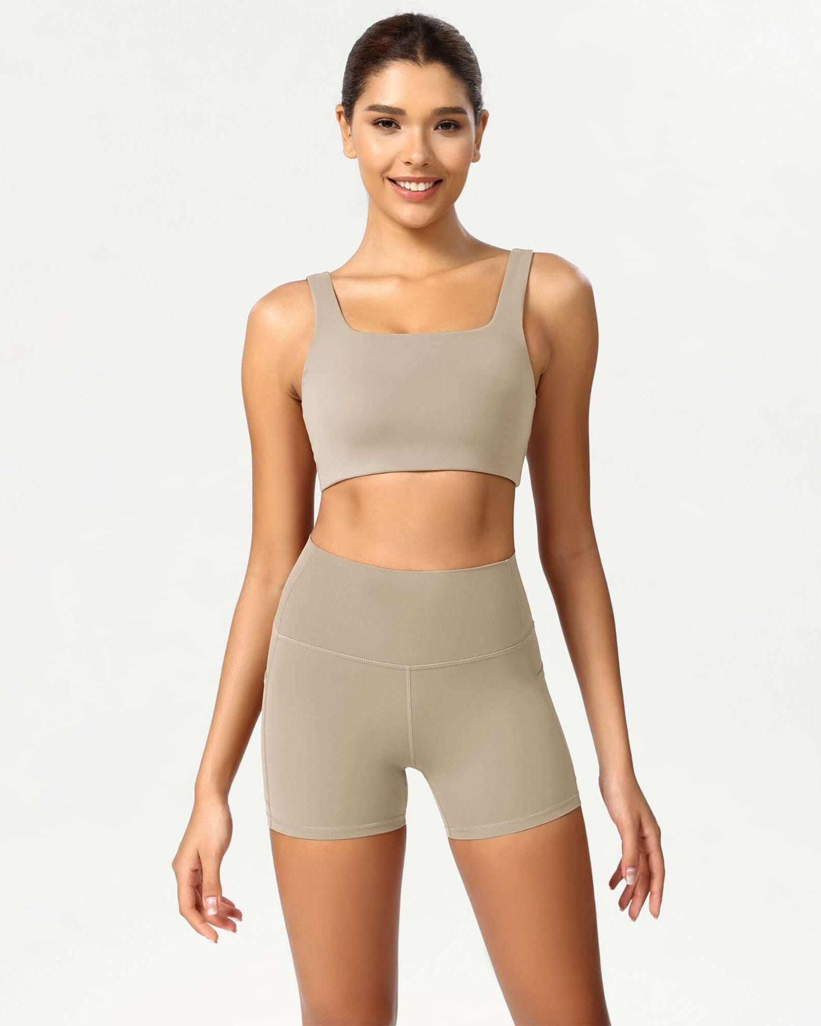 ODCLOUD 4 High Waist Lounge Yoga Shorts Shaker Beige - ododos