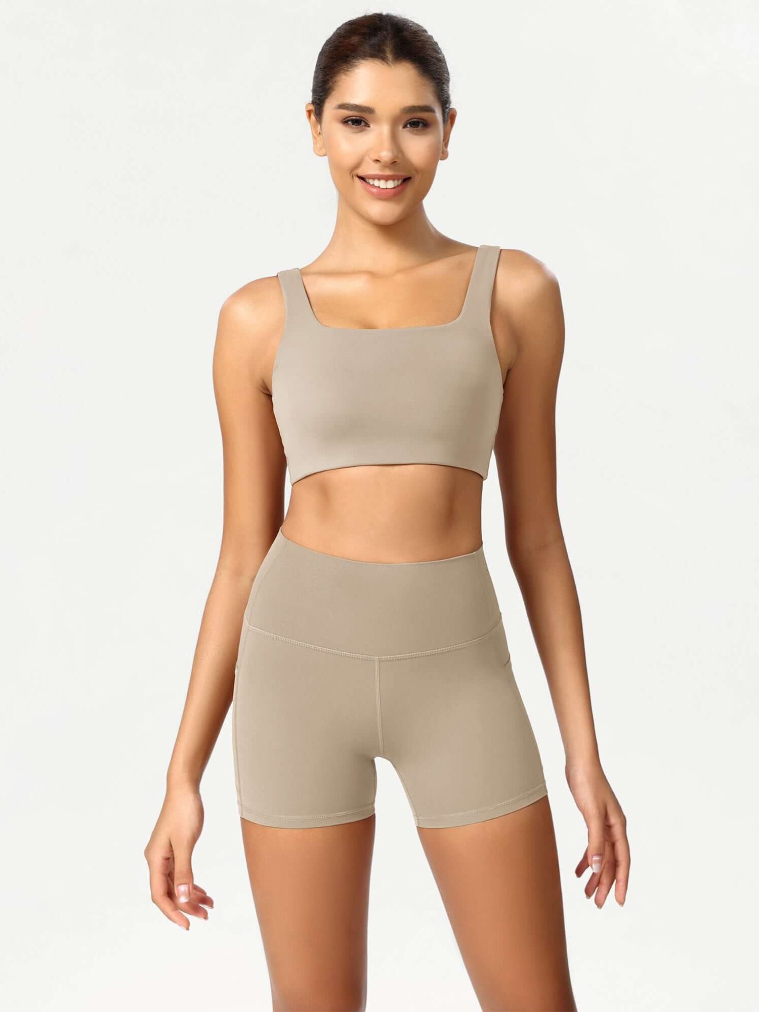 ODCLOUD 4 High Waist Lounge Yoga Shorts Shaker Beige - ododos