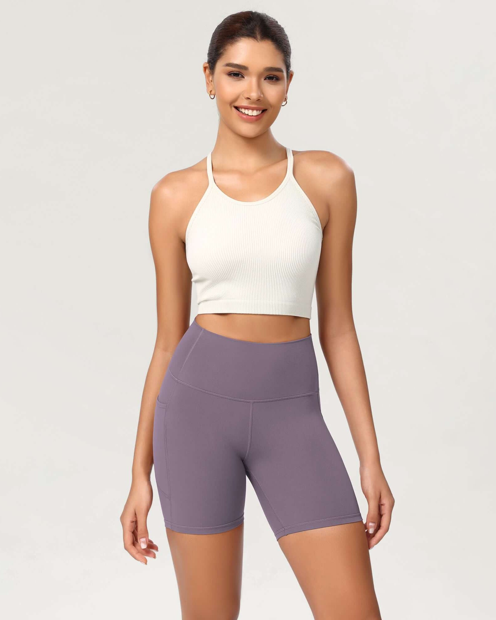 ODCLOUD 6 High Waist Lounge Yoga Shorts Ash Violet - ododos