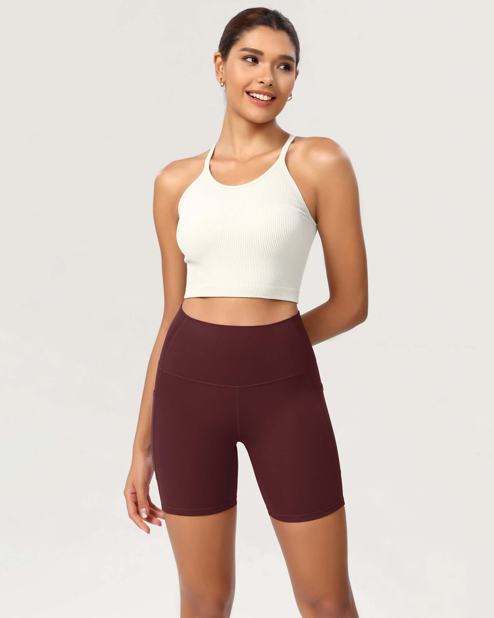 ODCLOUD 6 High Waist Lounge Yoga Shorts Burgundy - ododos