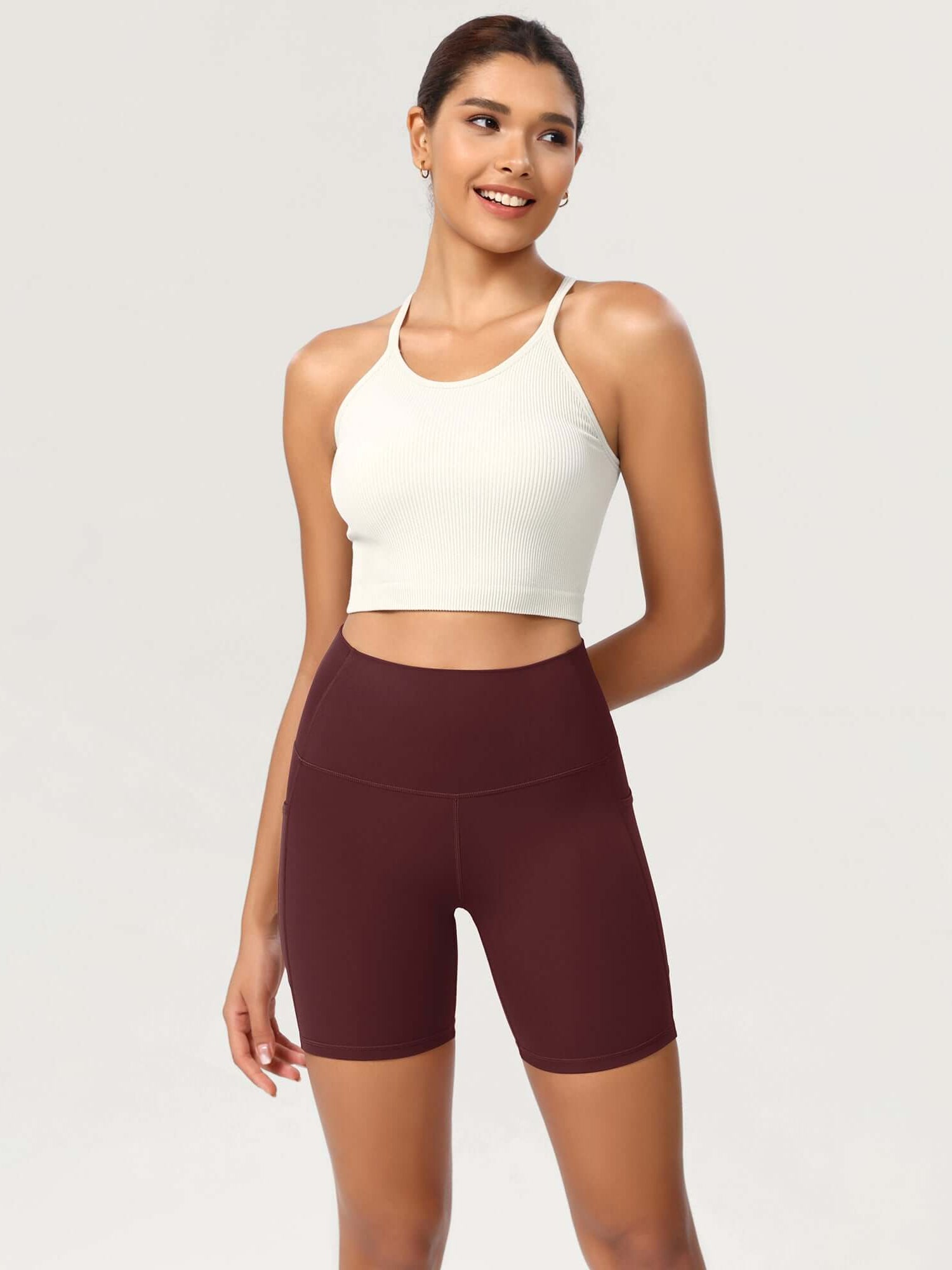 ODCLOUD 6 High Waist Lounge Yoga Shorts Burgundy - ododos