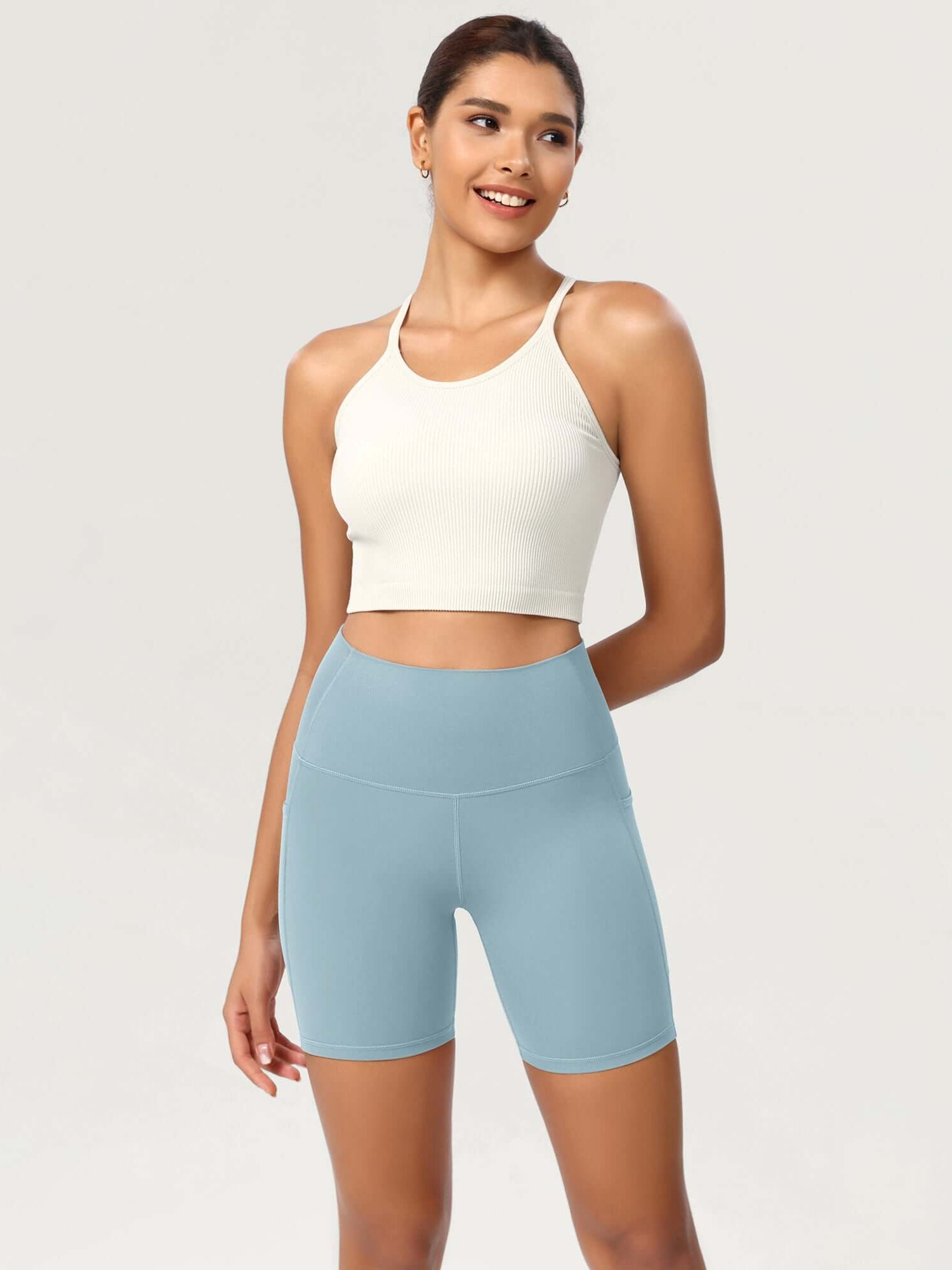 ODCLOUD 6 High Waist Lounge Yoga Shorts Chambray - ododos