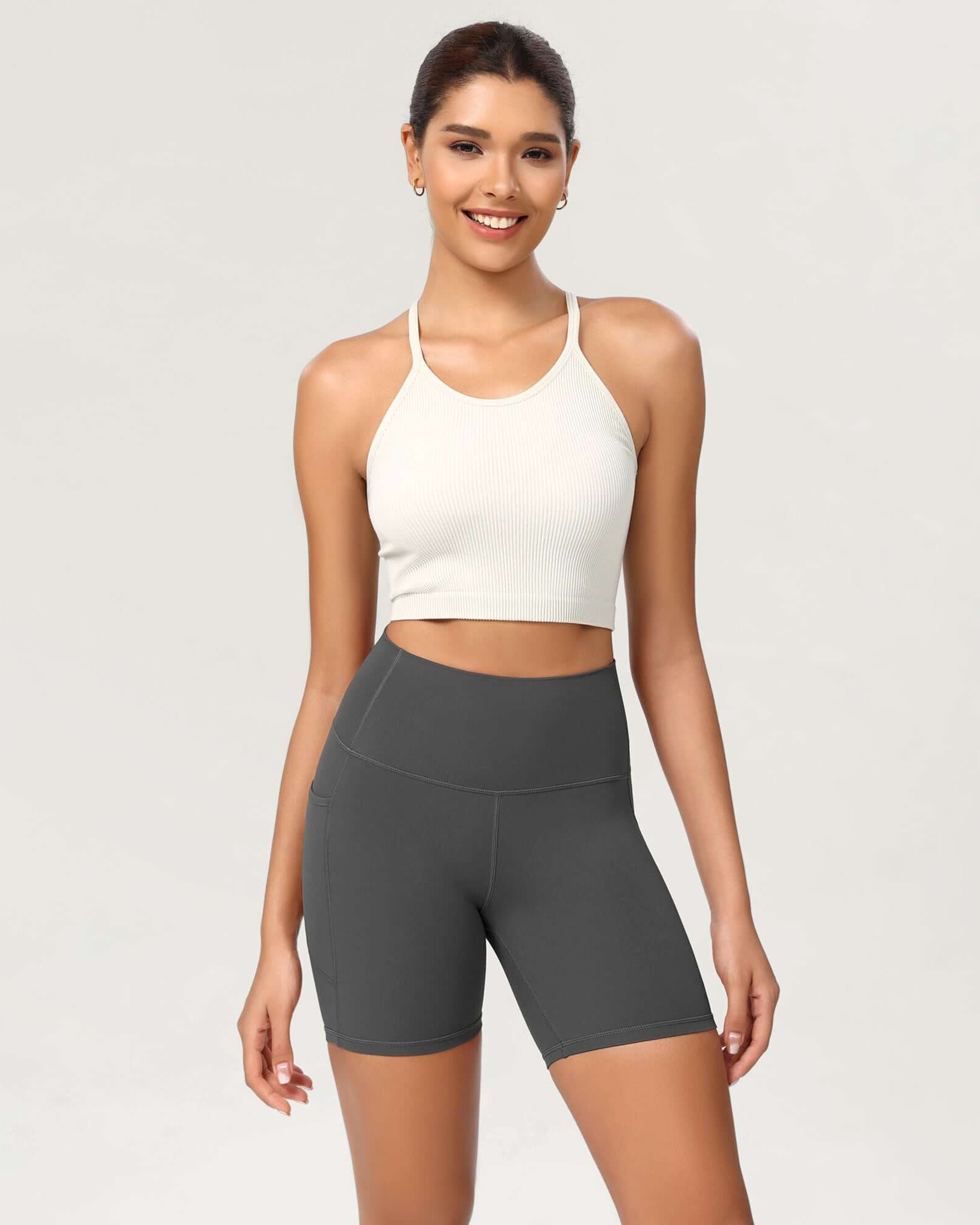 ODCLOUD 6 High Waist Lounge Yoga Shorts Charcoal - ododos