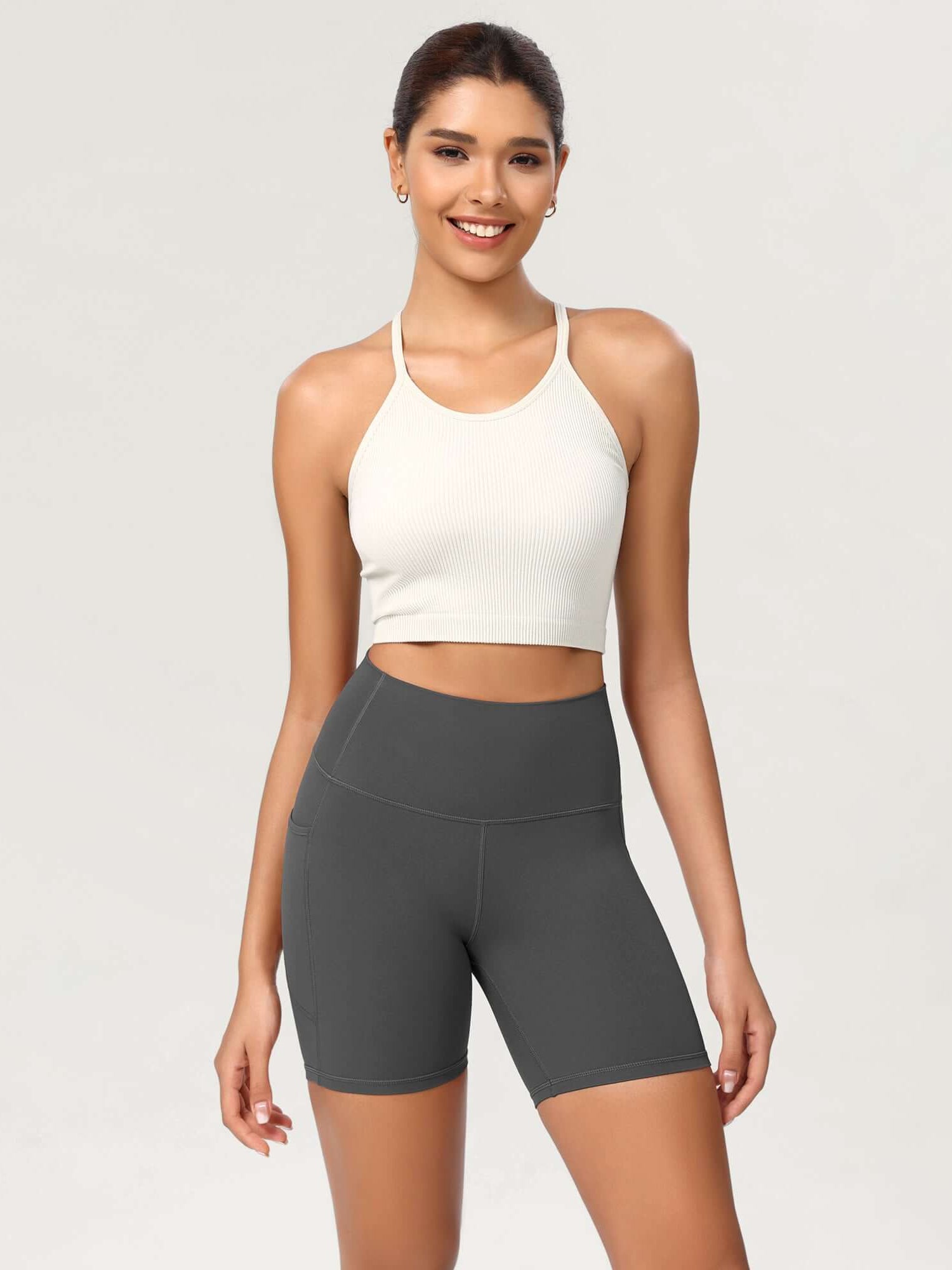 ODCLOUD 6 High Waist Lounge Yoga Shorts Charcoal - ododos