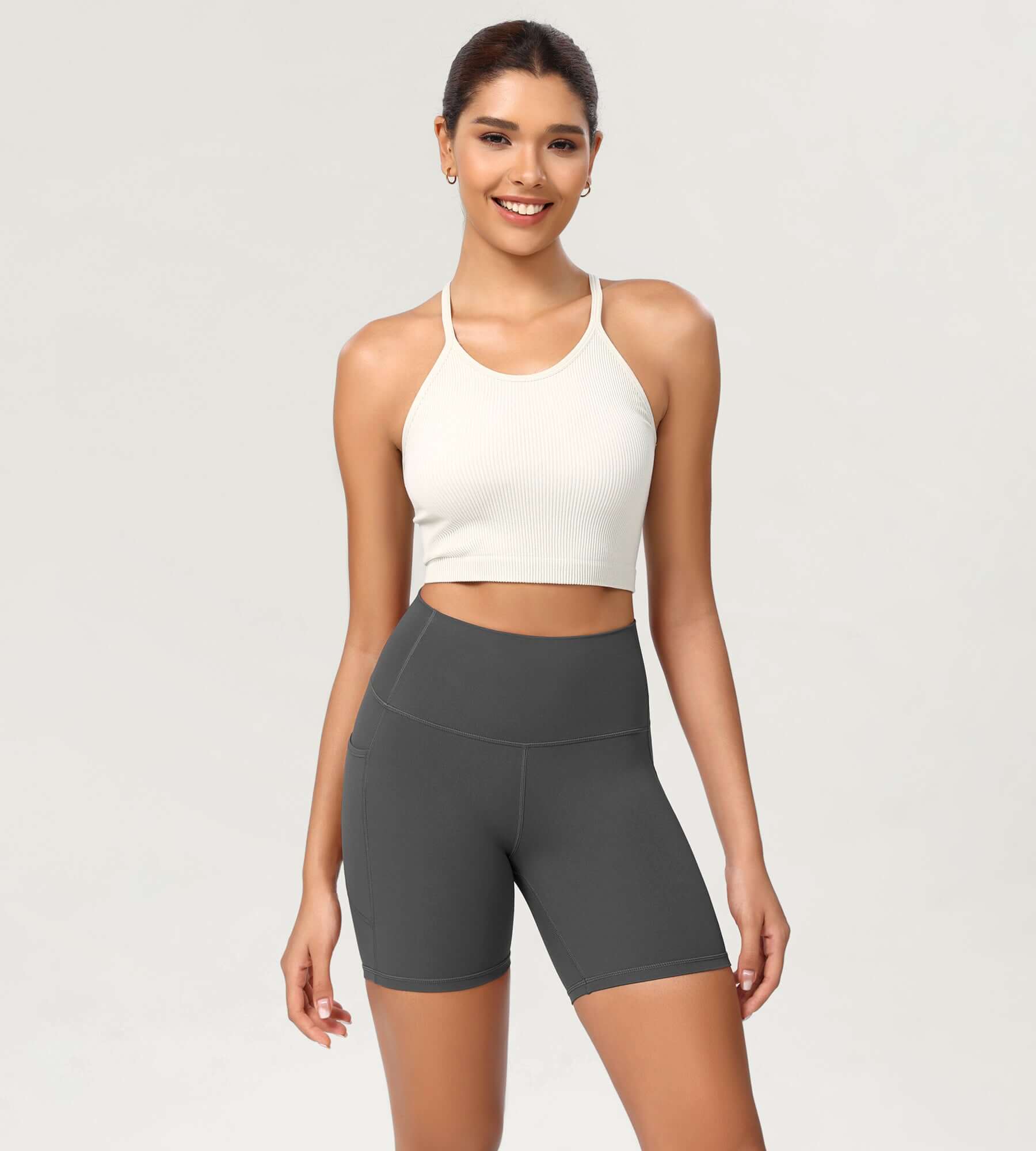 ODCLOUD 6 High Waist Lounge Yoga Shorts Charcoal - ododos