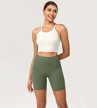 ODCLOUD 6 High Waist Lounge Yoga Shorts Dark Olive - ododos
