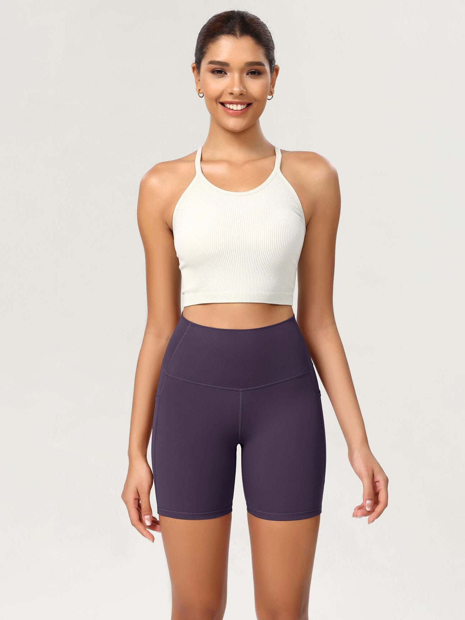 ODCLOUD 6 High Waist Lounge Yoga Shorts Dark Purple - ododos