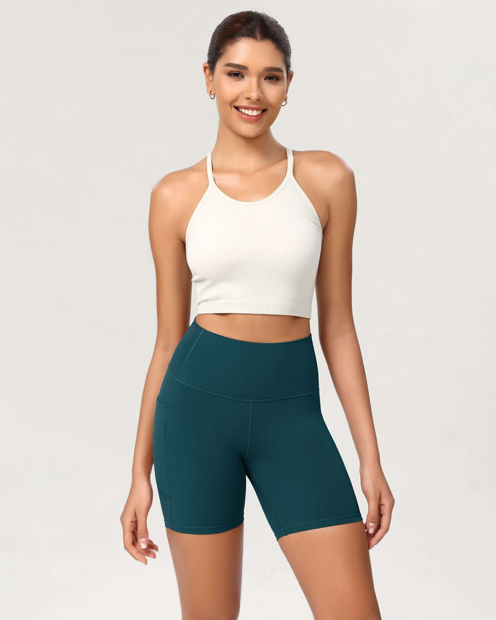 ODCLOUD 6 High Waist Lounge Yoga Shorts Forest Teal - ododos