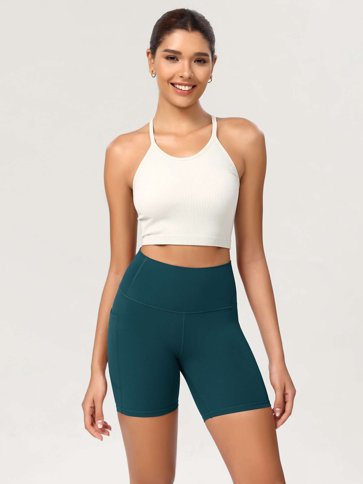 ODCLOUD 6 High Waist Lounge Yoga Shorts Forest Teal - ododos