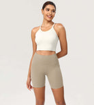 ODCLOUD 6 High Waist Lounge Yoga Shorts Shaker Beige - ododos