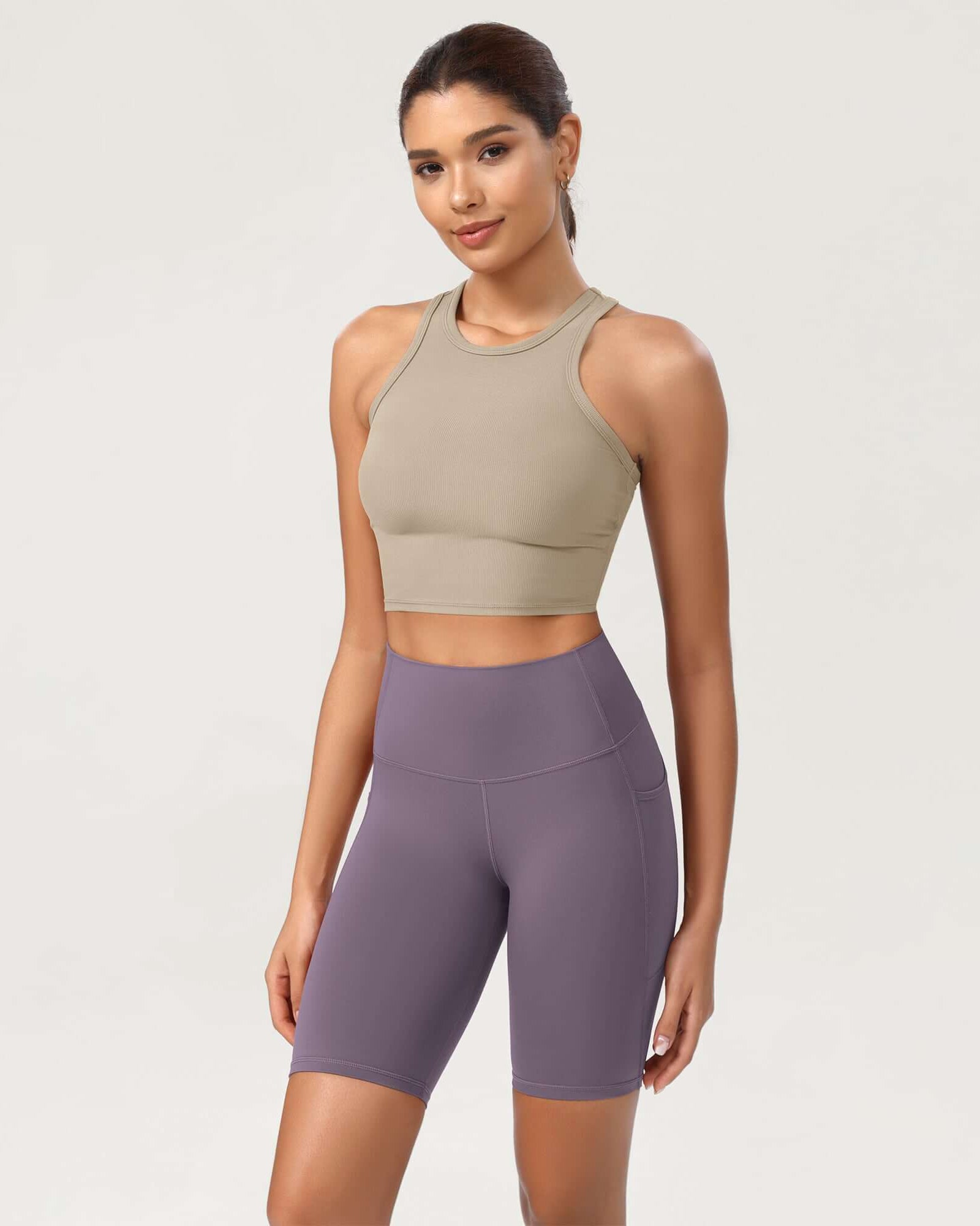 ODCLOUD 8 High Waist Lounge Yoga Shorts Ash Violet - ododos