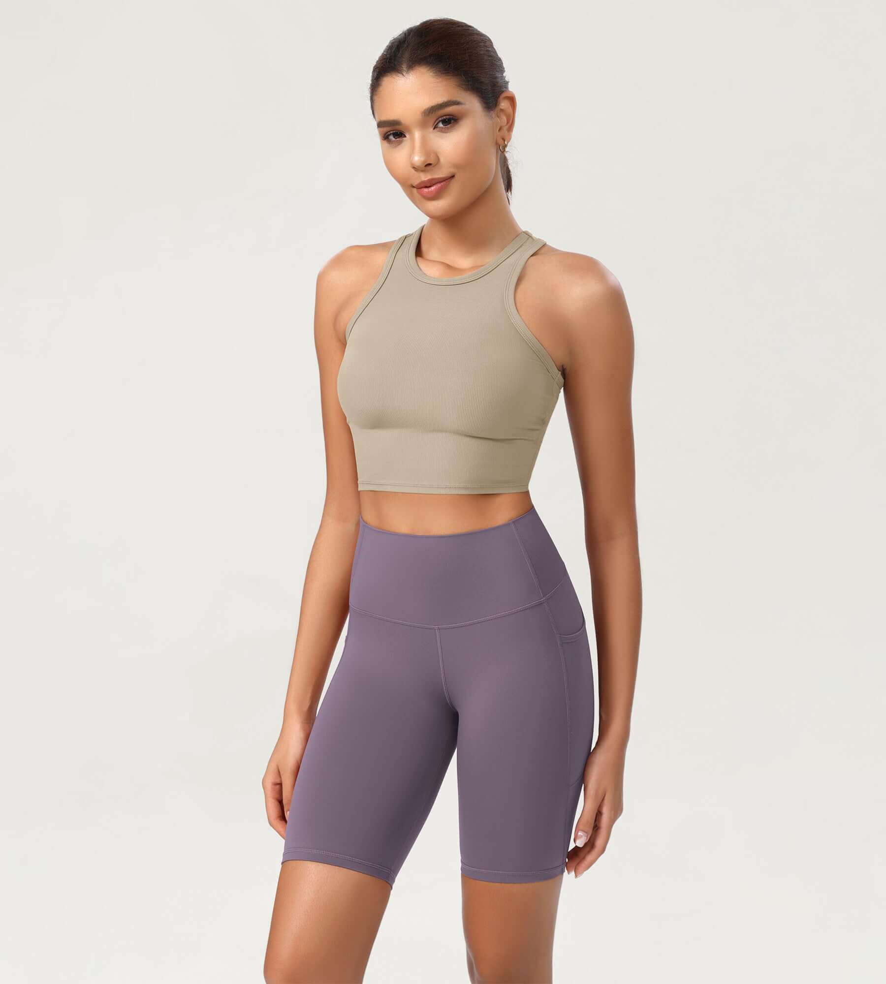 ODCLOUD 8 High Waist Lounge Yoga Shorts Ash Violet - ododos
