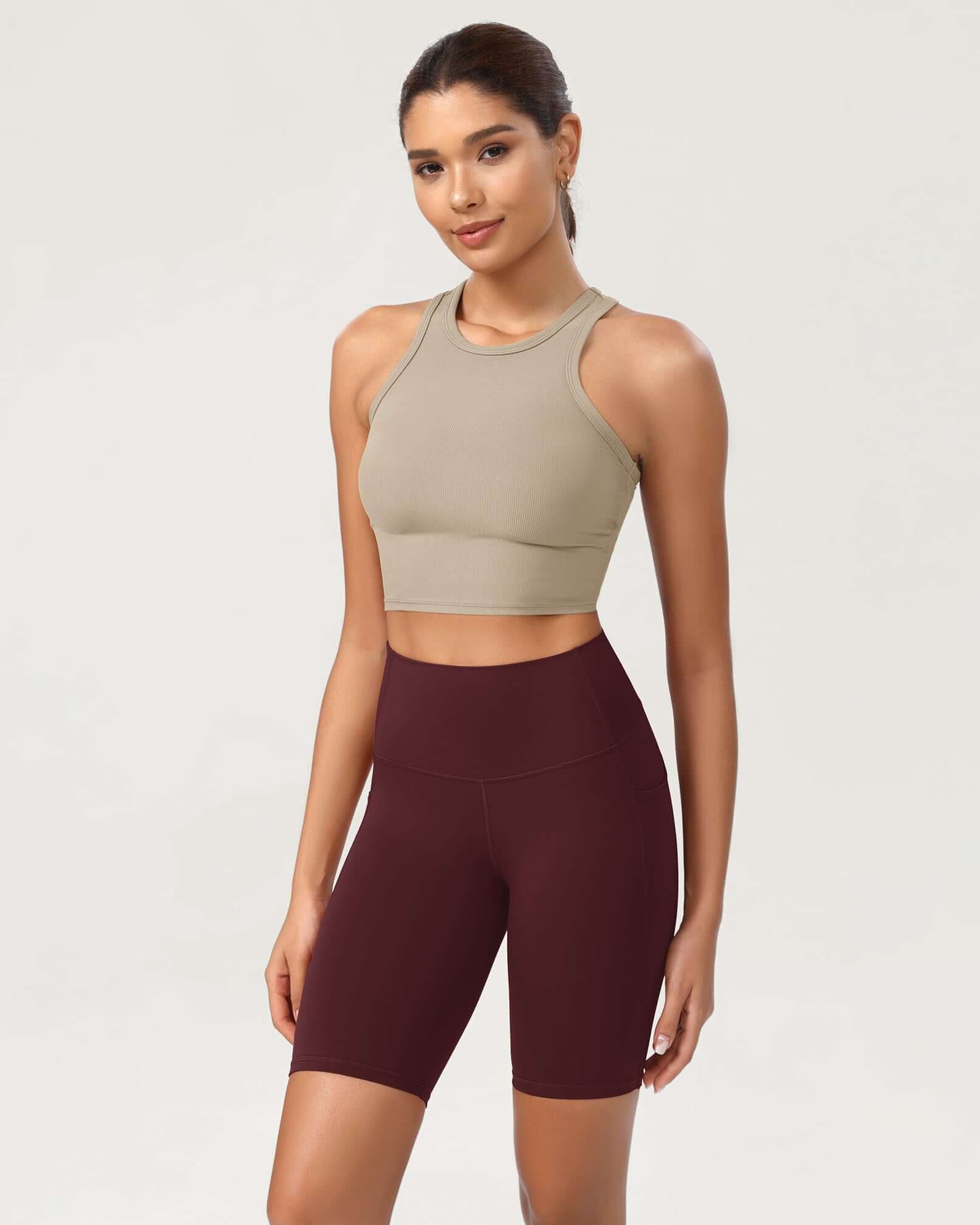 ODCLOUD 8 High Waist Lounge Yoga Shorts Burgundy - ododos