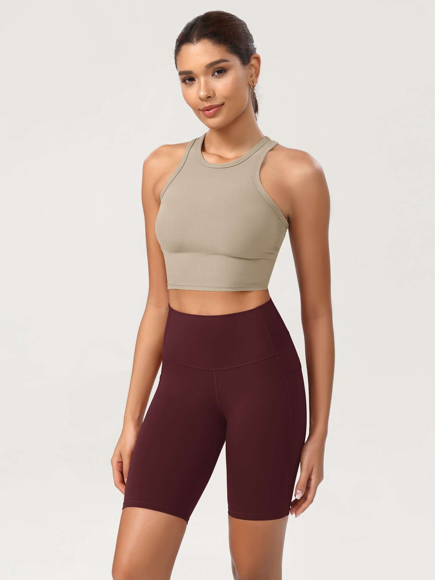 ODCLOUD 8 High Waist Lounge Yoga Shorts Burgundy - ododos
