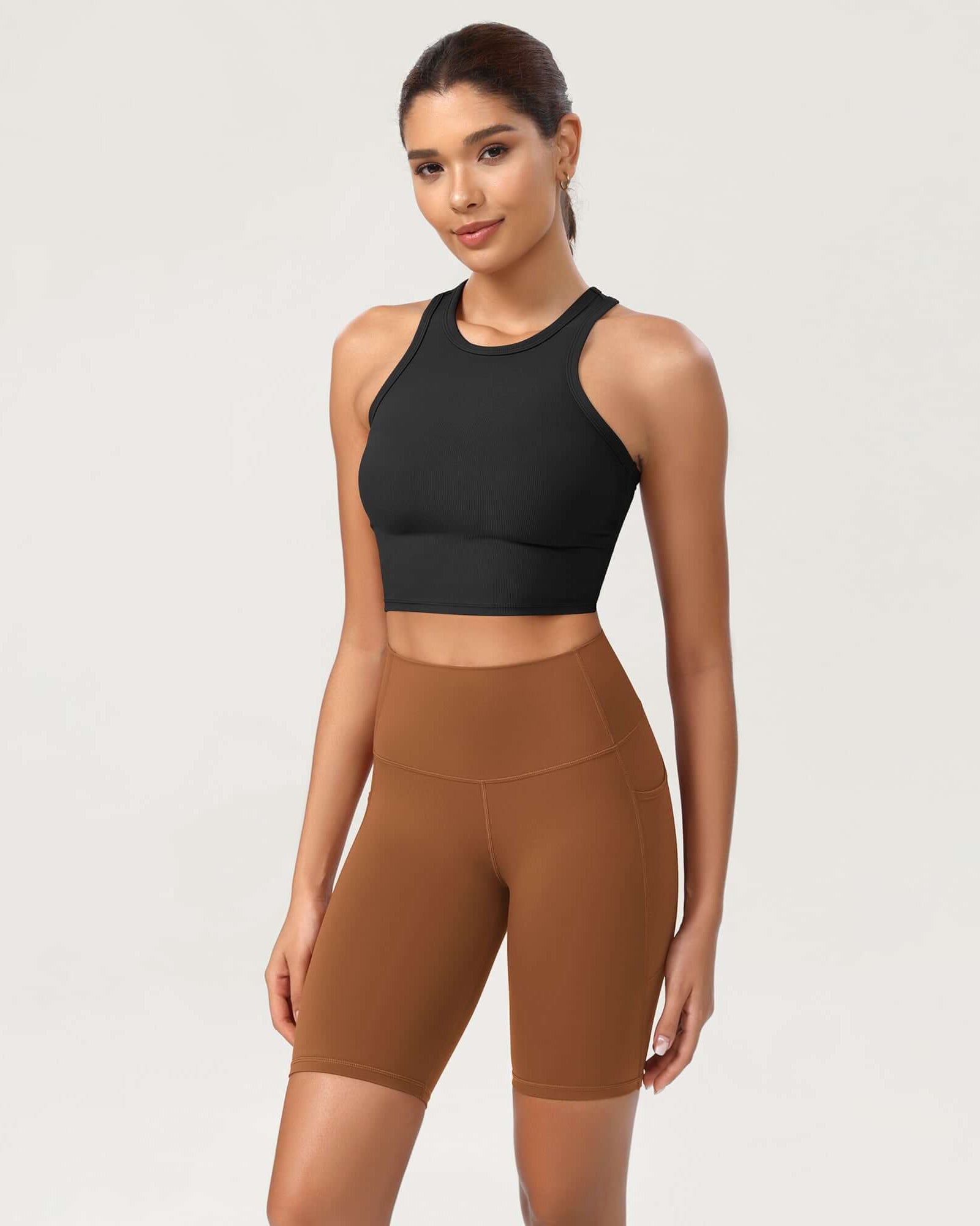 ODCLOUD 8 High Waist Lounge Yoga Shorts Caramel - ododos