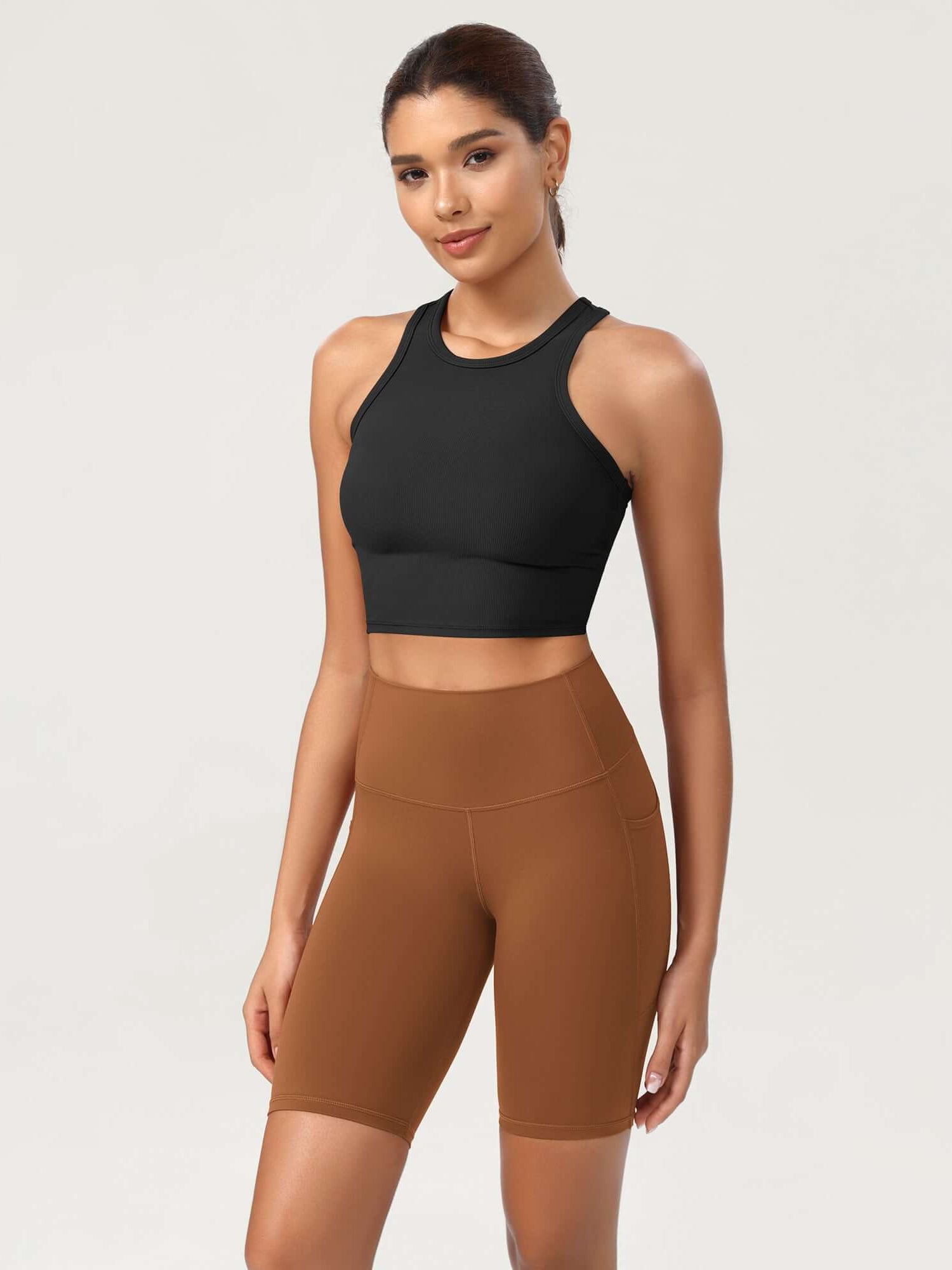 ODCLOUD 8 High Waist Lounge Yoga Shorts Caramel - ododos