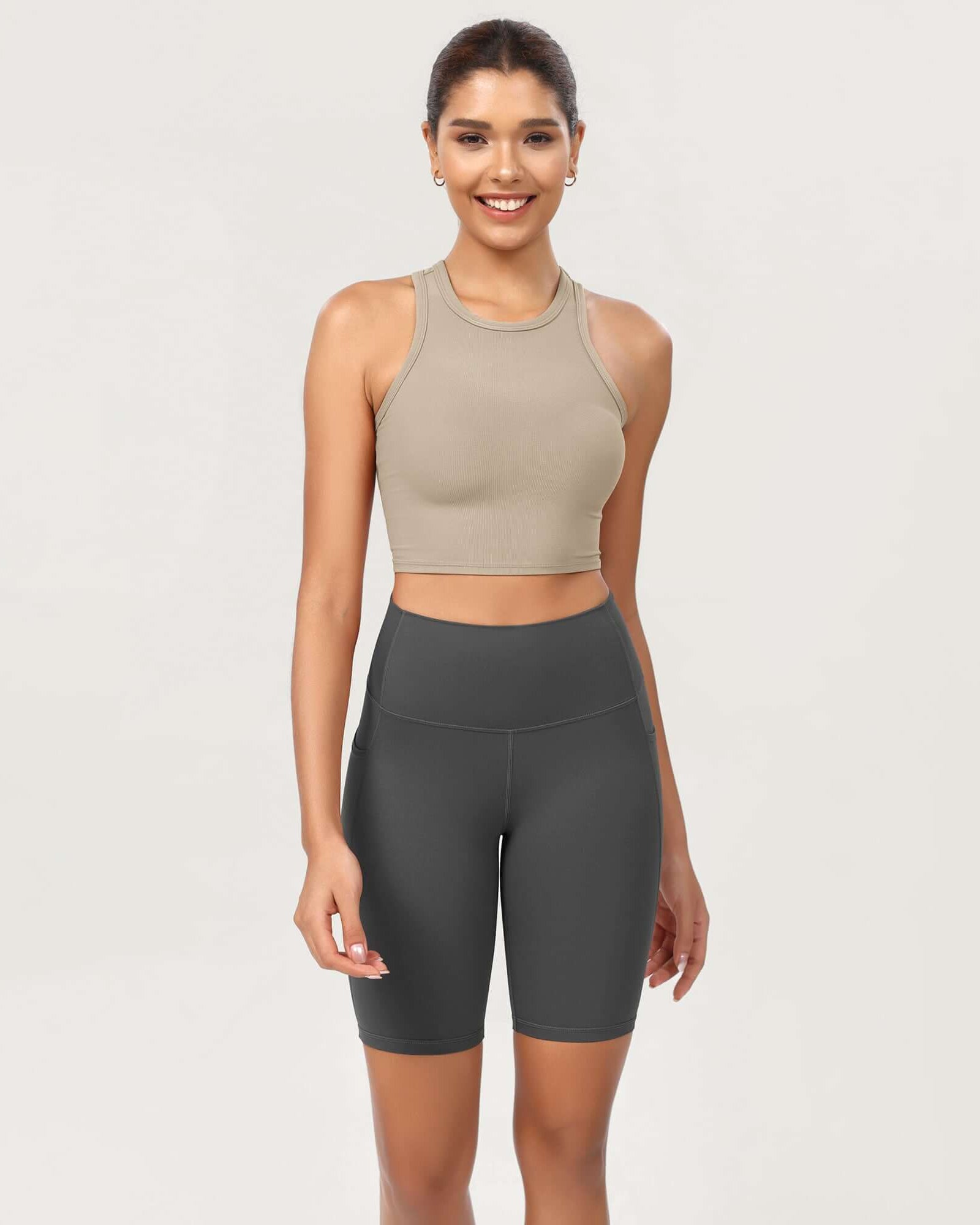 ODCLOUD 8 High Waist Lounge Yoga Shorts Charcoal - ododos