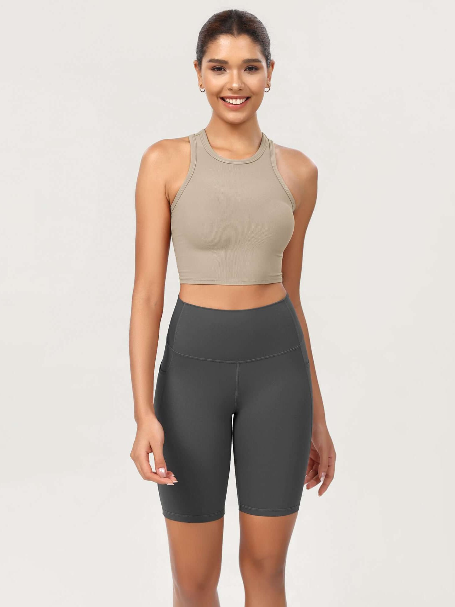 ODCLOUD 8 High Waist Lounge Yoga Shorts Charcoal - ododos