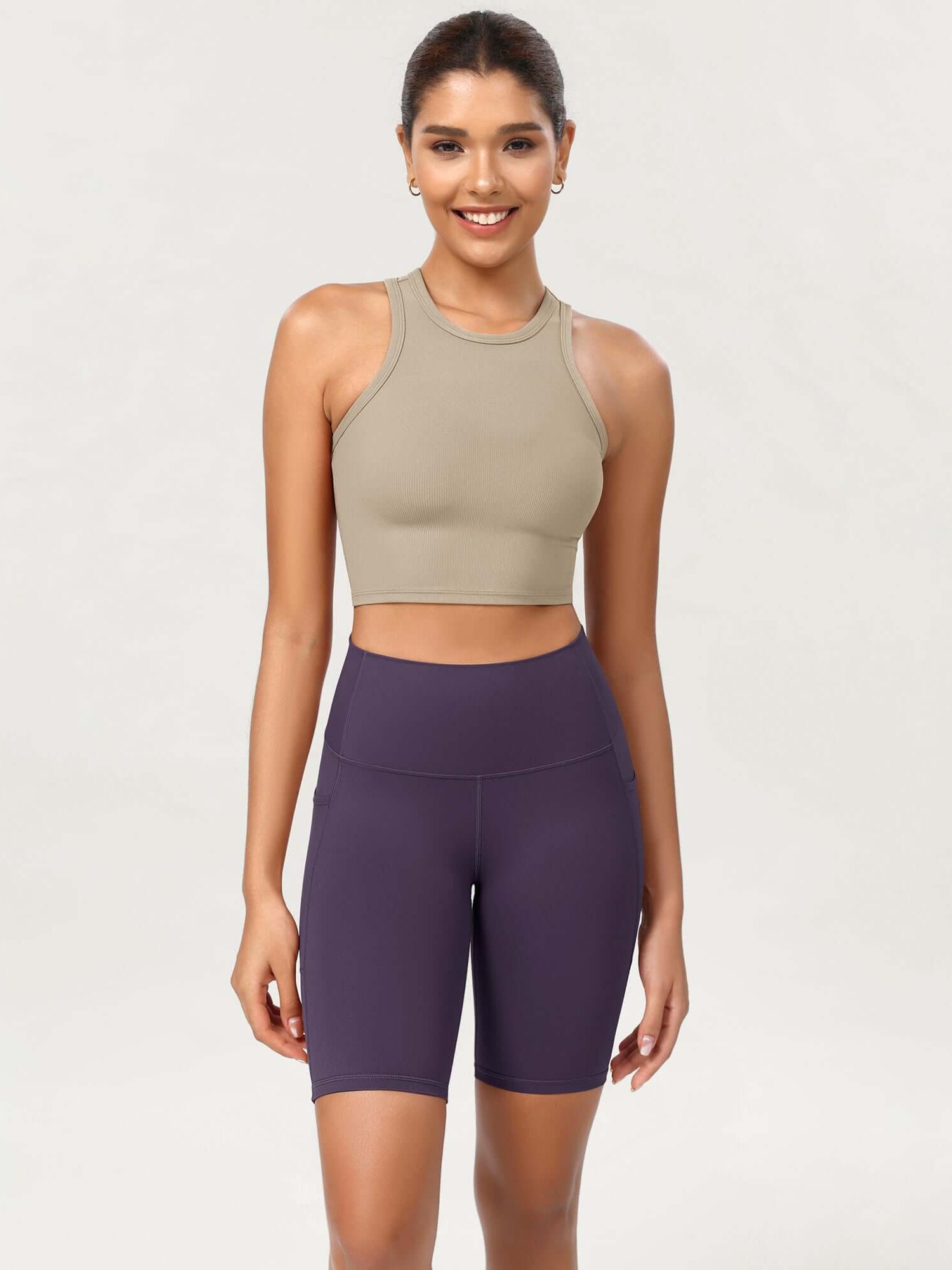 ODCLOUD 8 High Waist Lounge Yoga Shorts Dark Purple - ododos