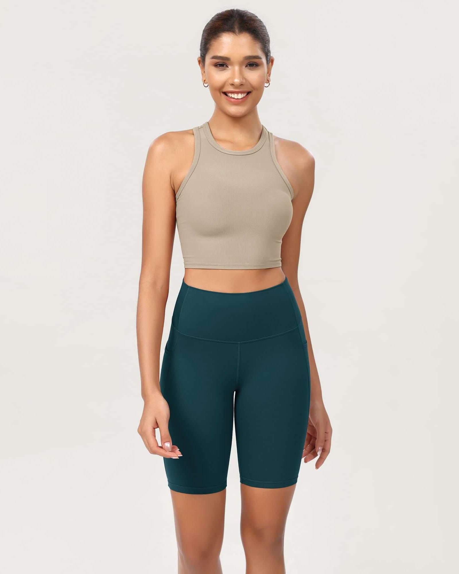 ODCLOUD 8 High Waist Lounge Yoga Shorts Forest Teal - ododos