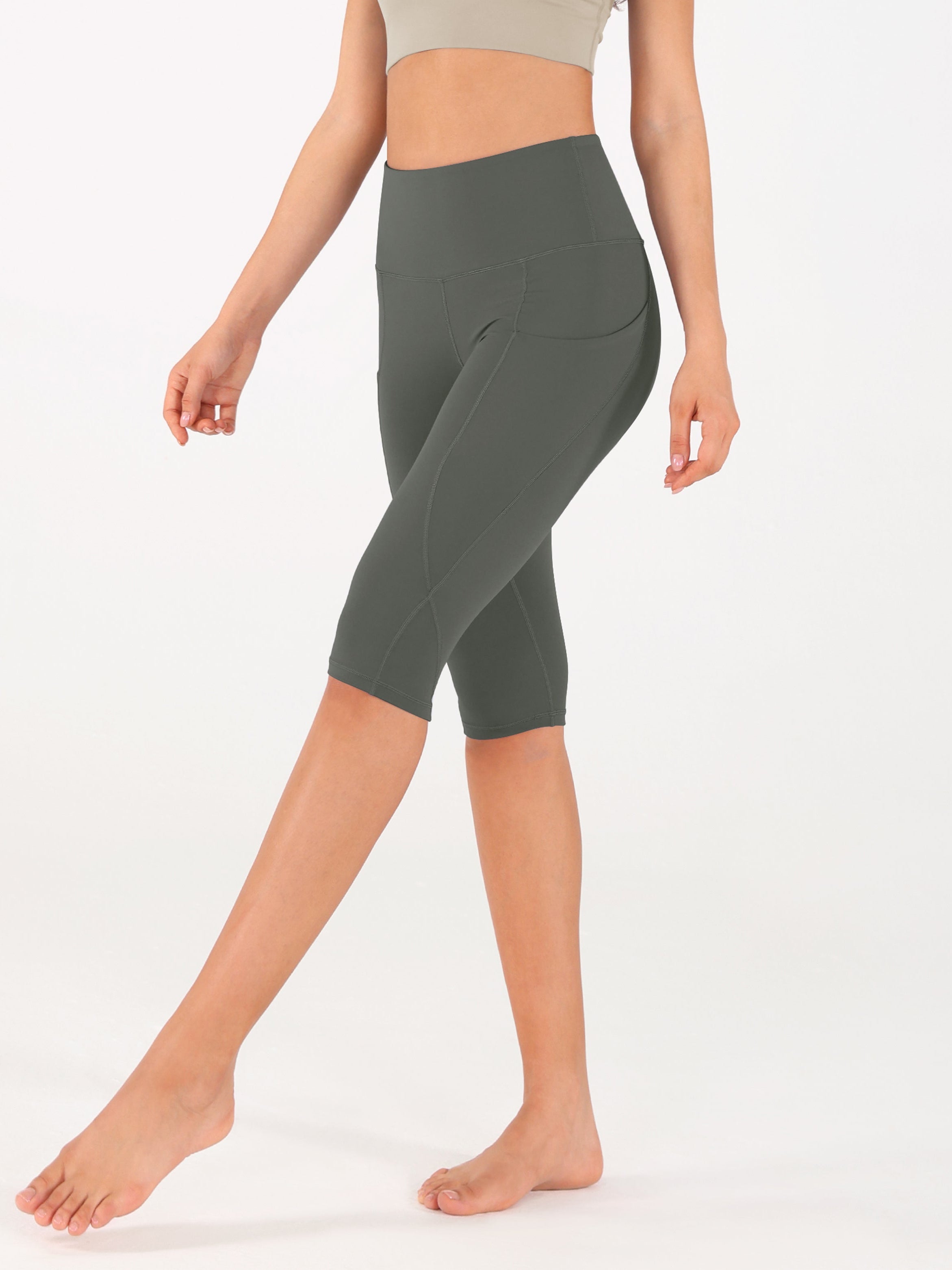 High Waist Knee Length Cropped Leggings - ododos