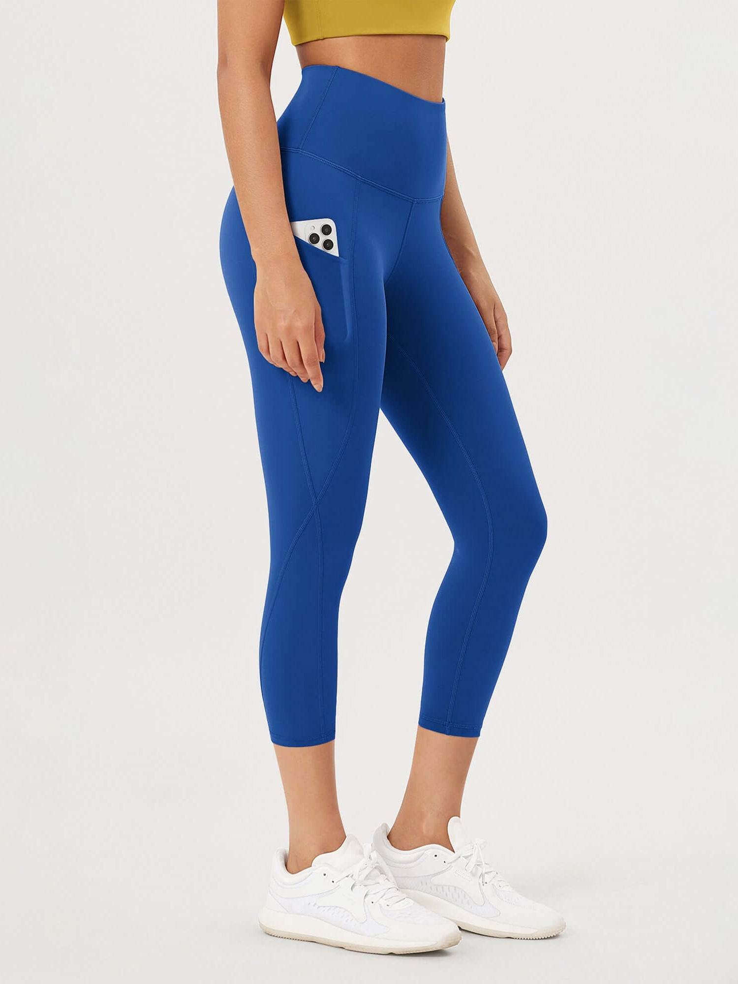 23�High Waisted Tummy Control Through Athletic Yoga Leggings with Pockets Royal Blue - ododos