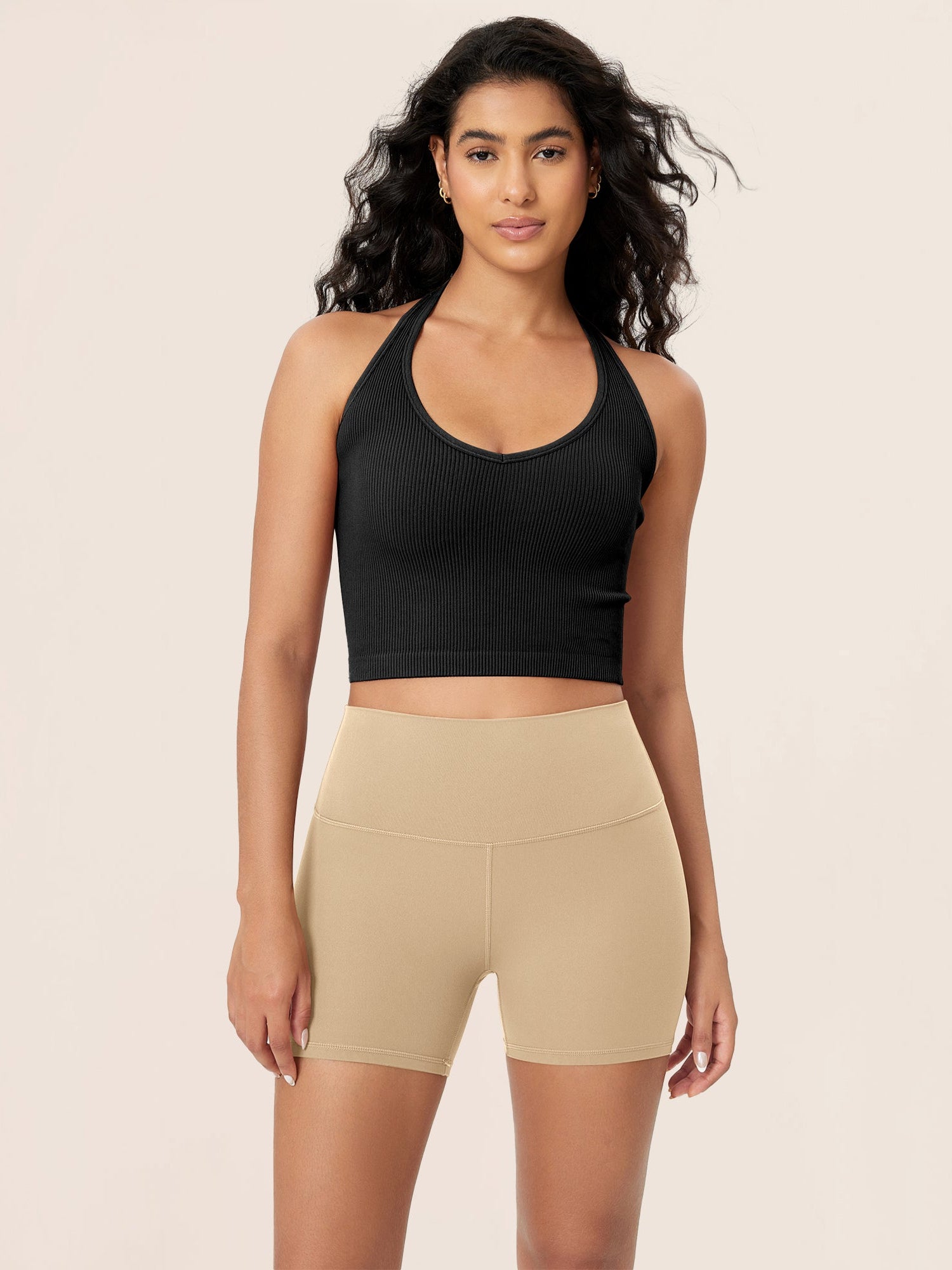 4 ODCLOUD Lounge Yoga High Waist Buttery Soft Biker Shorts Beige - ododos