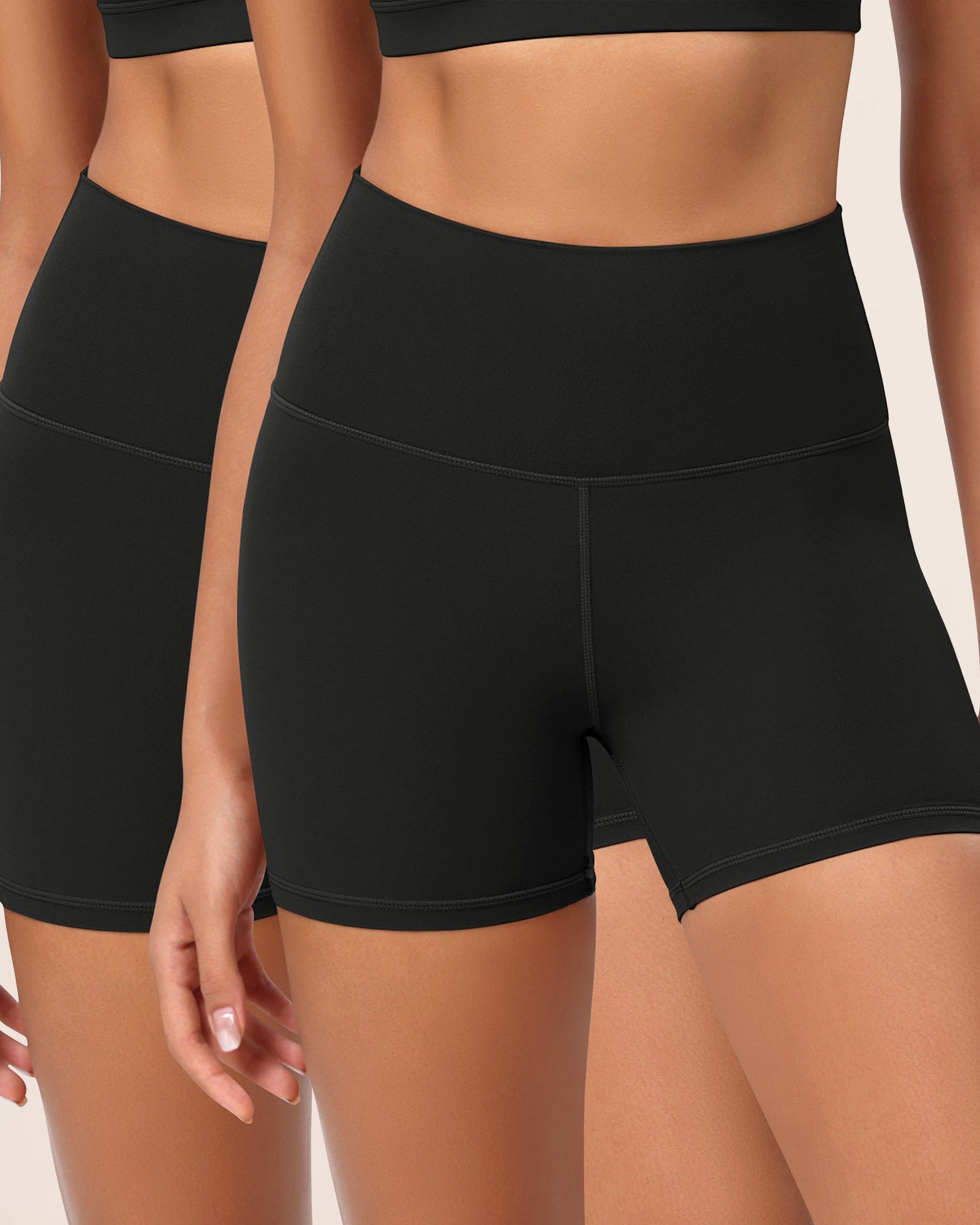 2-Pack 4 ODCLOUD Lounge Yoga High Waist Buttery Soft Biker Shorts Black+Black - ododos