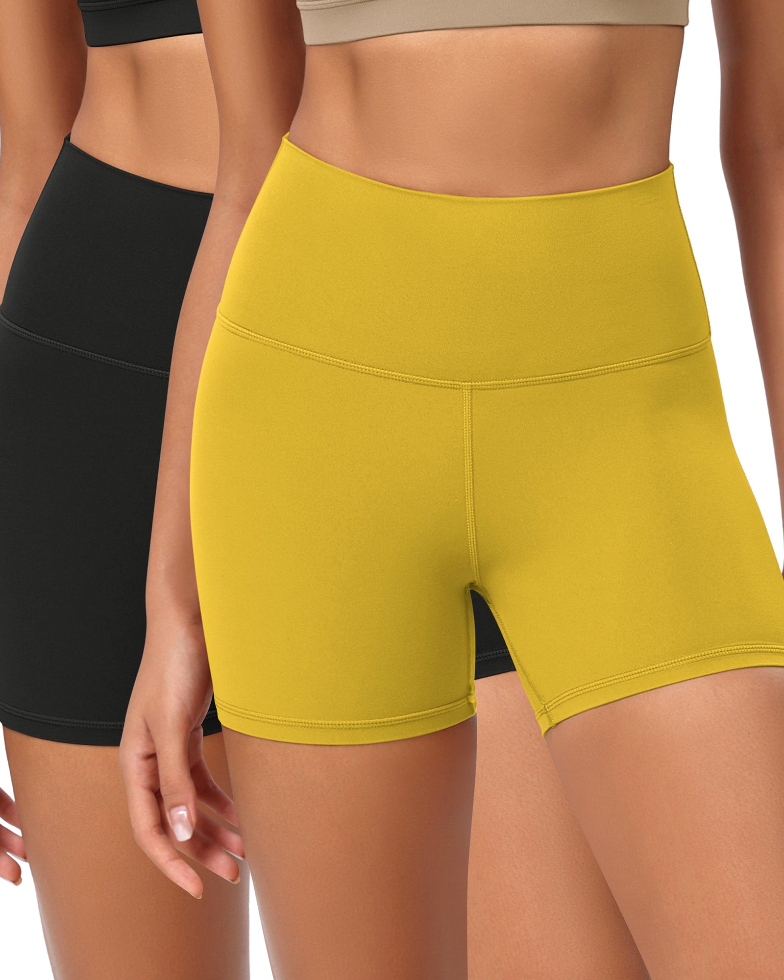 2-Pack 4 ODCLOUD Lounge Yoga High Waist Buttery Soft Biker Shorts Black+mango Mint - ododos