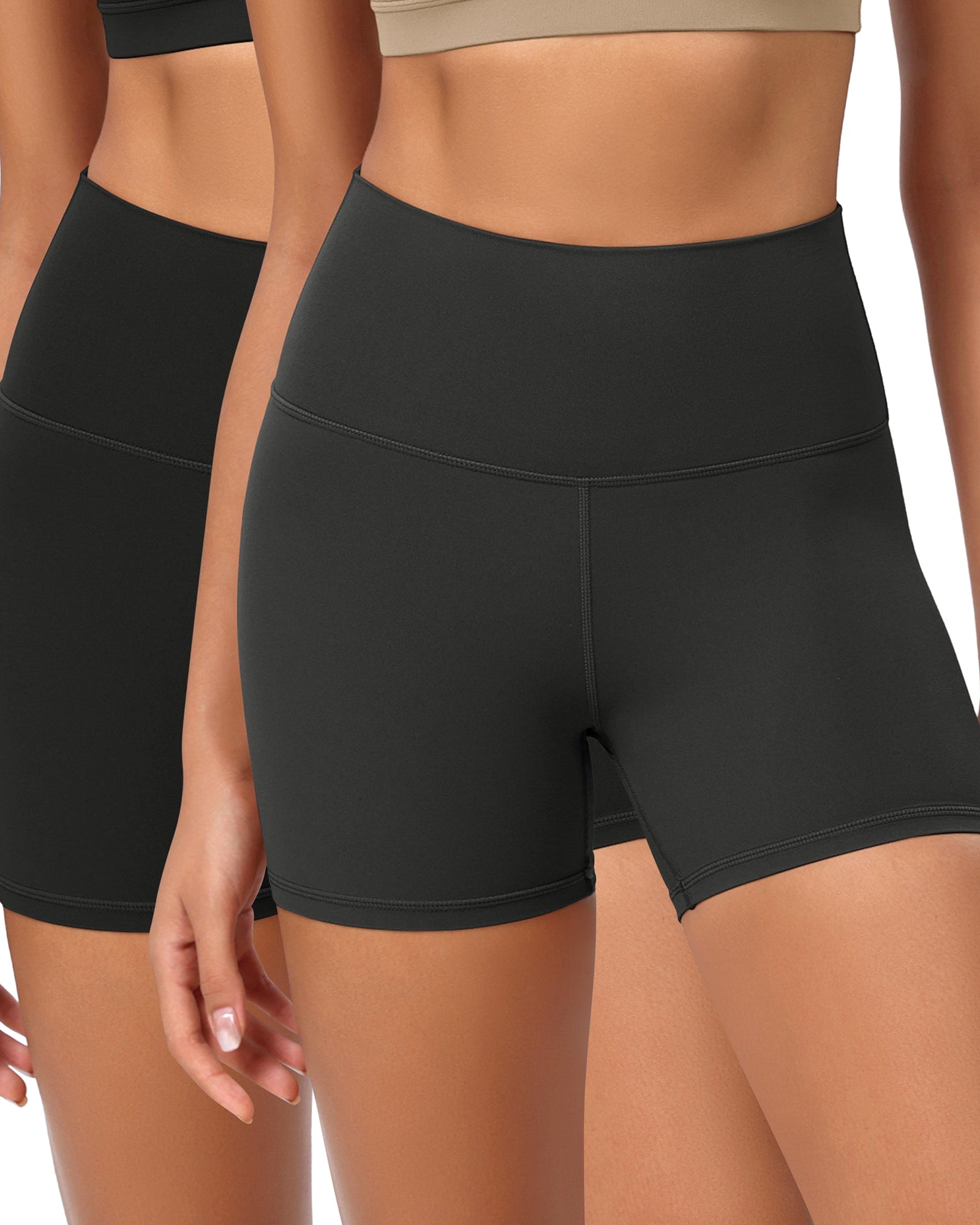 2-Pack 4 ODCLOUD Lounge Yoga High Waist Buttery Soft Biker Shorts Black+onyx Black Grey - ododos
