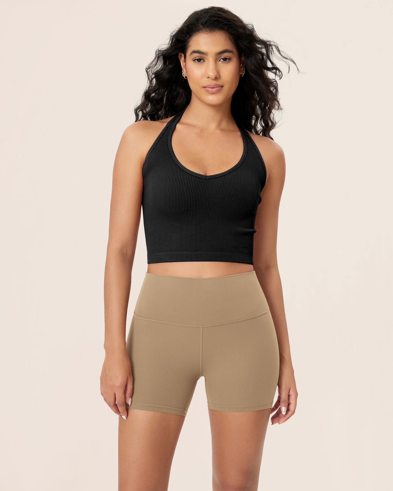 4 ODCLOUD Lounge Yoga High Waist Buttery Soft Biker Shorts Light Brown - ododos