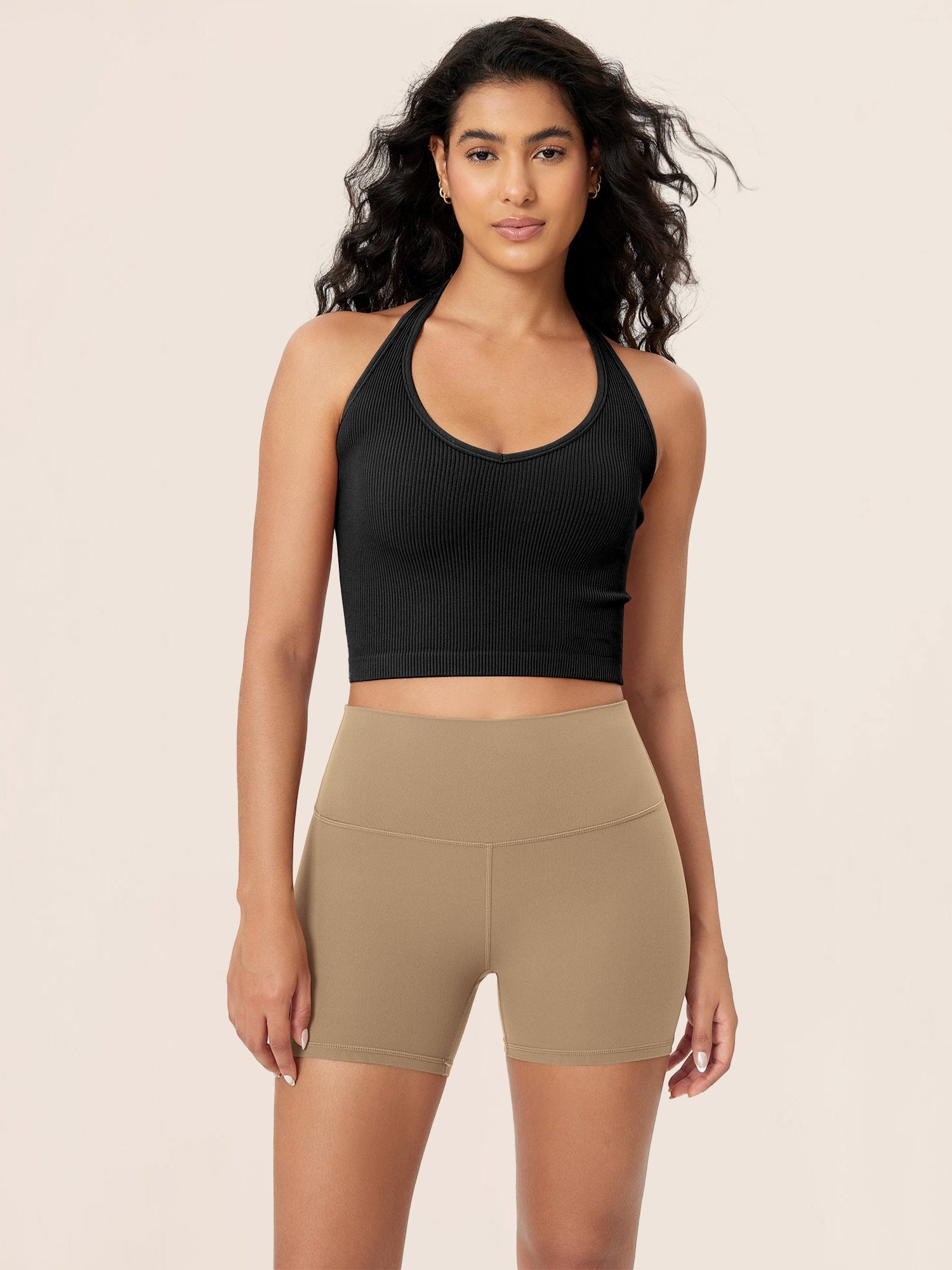 4 ODCLOUD Lounge Yoga High Waist Buttery Soft Biker Shorts Light Brown - ododos