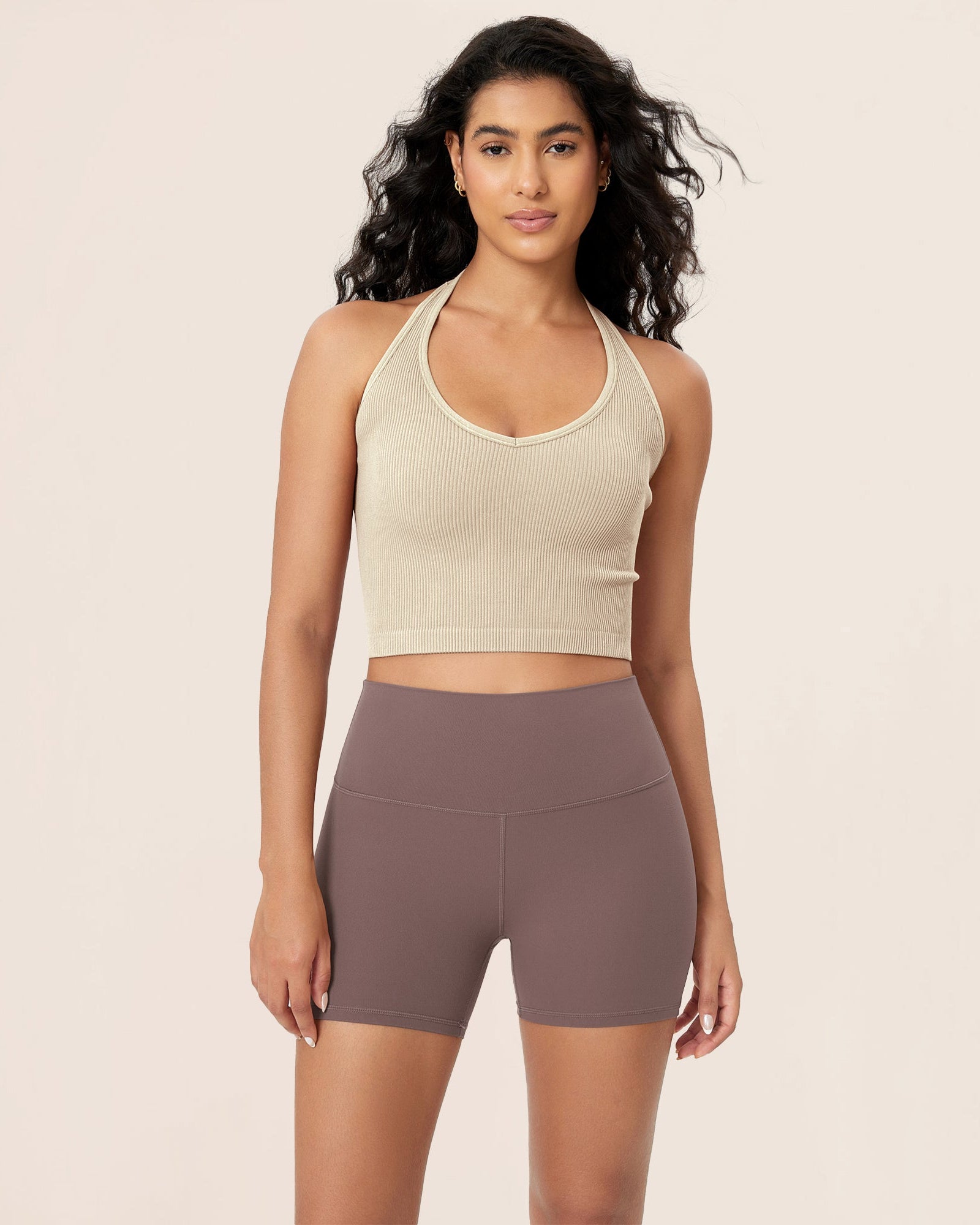 4 ODCLOUD Lounge Yoga High Waist Buttery Soft Biker Shorts Purple Taupe - ododos