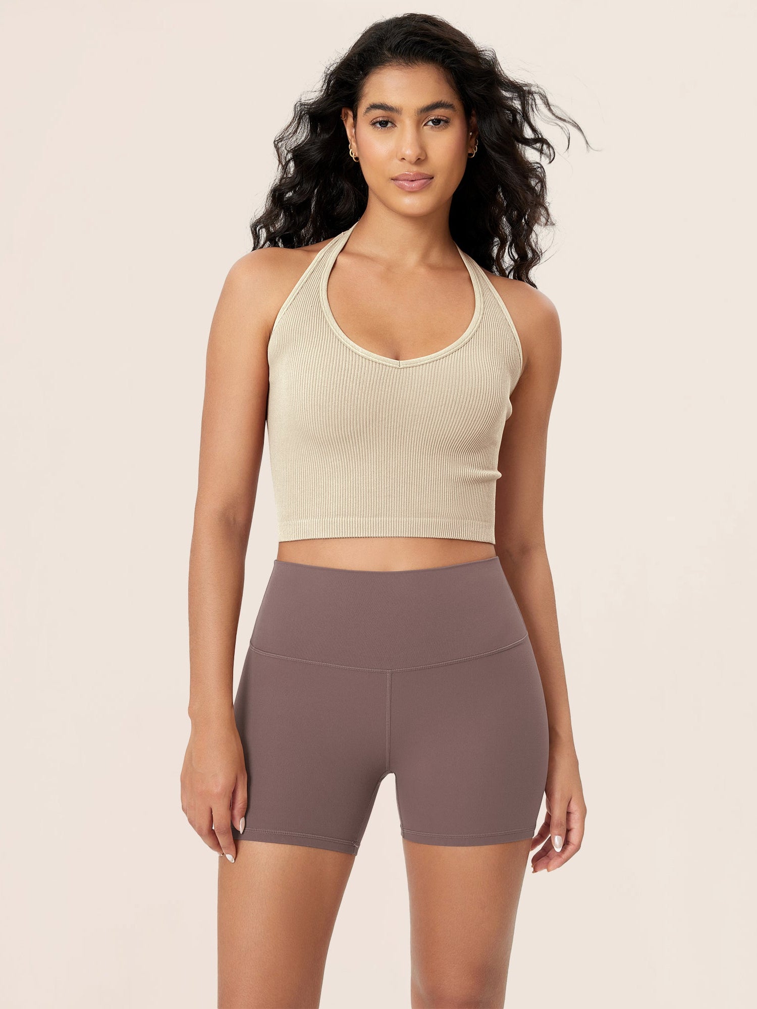 4 ODCLOUD Lounge Yoga High Waist Buttery Soft Biker Shorts Purple Taupe - ododos