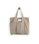 29L Oversized Canvas Tote Large Capacity Open Top Shoulder Bag Gray Brown - ododos