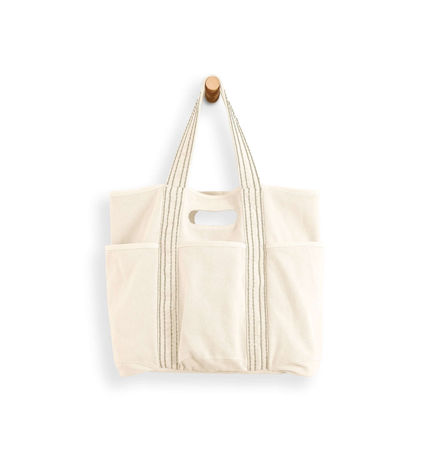 29L Oversized Canvas Tote Large Capacity Open Top Shoulder Bag Ivory - ododos