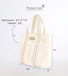 29L Oversized Canvas Tote Large Capacity Open Top Shoulder Bag - ododos