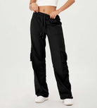 Stretch Woven Relaxed Cargo Cinchable Hems Casual Sweatpants with Pockets - ododos