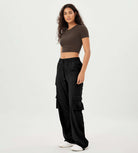 Stretch Woven Relaxed Cargo Cinchable Hems Casual Sweatpants with Pockets - ododos