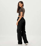 Stretch Woven Relaxed Cargo Cinchable Hems Casual Sweatpants with Pockets - ododos