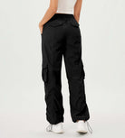 Stretch Woven Relaxed Cargo Cinchable Hems Casual Sweatpants with Pockets - ododos