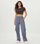 Stretch Woven Relaxed Cargo Cinchable Hems Casual Sweatpants with Pockets - ododos