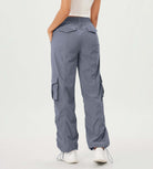 Stretch Woven Relaxed Cargo Cinchable Hems Casual Sweatpants with Pockets - ododos