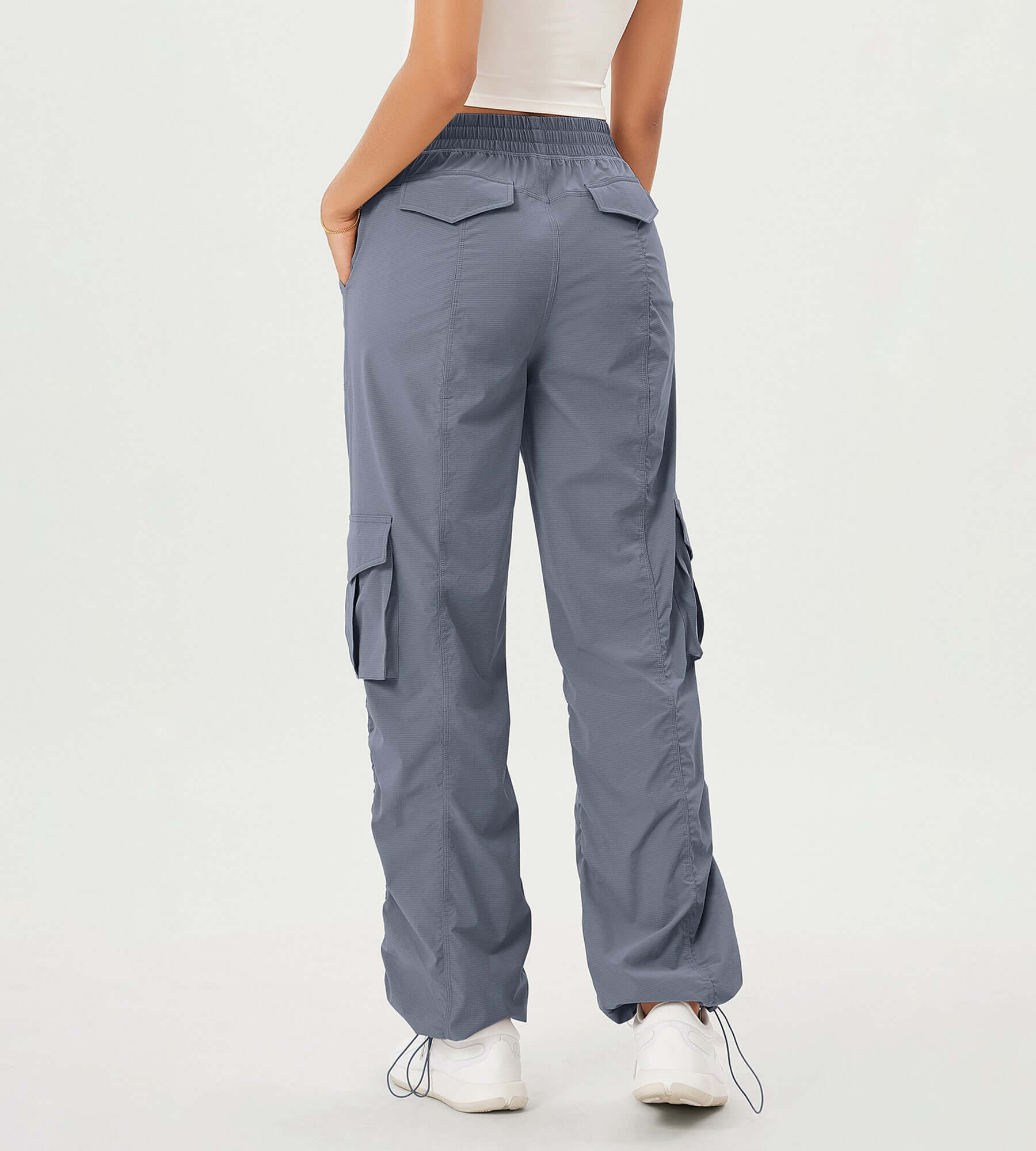 Stretch Woven Relaxed Cargo Cinchable Hems Casual Sweatpants with Pockets - ododos