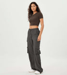 Stretch Woven Relaxed Cargo Cinchable Hems Casual Sweatpants with Pockets - ododos